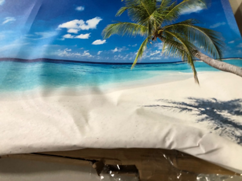 Photo 2 of ***SEE CLERK NOTES***
XXMWallArt FC2462 Seascape Wall Art Tropical Paradise Beach with White Sand and Coco Palms Canvas - 24inchx48inch Beach