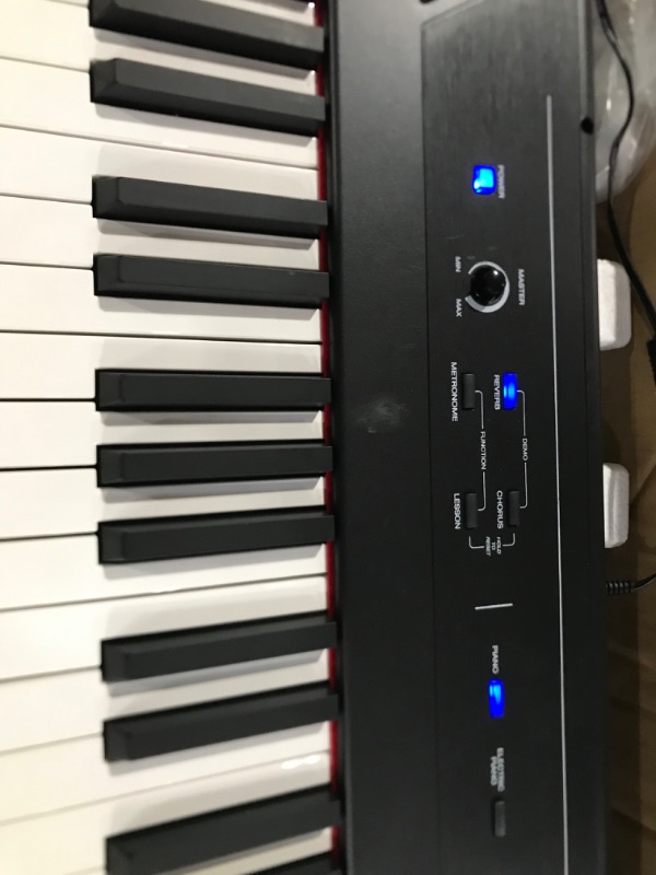 Photo 1 of Alesis Recital – 88 Key Digital Piano Keyboard with Semi Weighted Keys, 2x20W Speakers, 5 Voices, Split, Layer and Lesson Mode, FX and Piano Lessons
