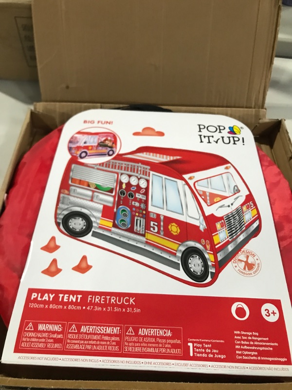 Photo 1 of Ankecity Fire Truck Pop-up Play Tent for Toddlers, Boys & Girls Indoor Outdoor Pretend Playhouse Gifts for Kids