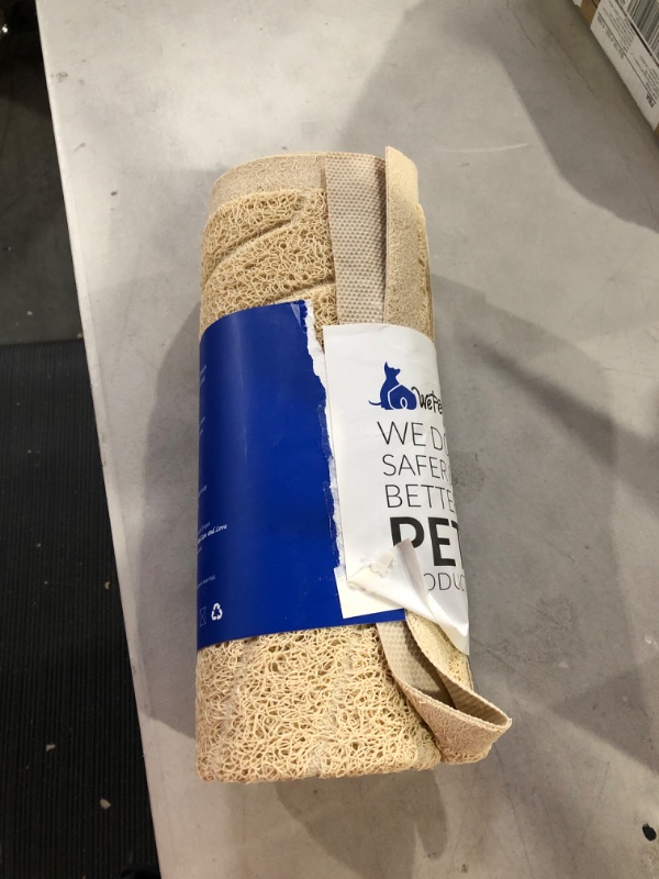 Photo 1 of WePet Cat Litter Box Mat, Kitty Premium PVC Pad, Durable Trapping Rug, Phthalate Free, Urine-Resistant, Scatter Control, L 35 x 23, Beige 35x23 Inch (Pack of 1) #04 Beige