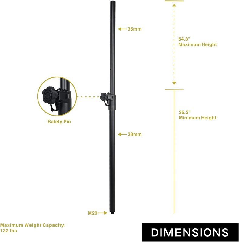Photo 1 of *missing one bar* Sound Town  Subwoofer Speaker Poles with Adjustable Height and M20 Thread ,Adjustable Height,M20 Thread