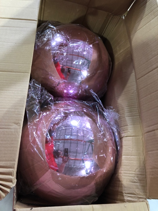 Photo 2 of Benjia Extra Large Size Outdoor Christmas Ornaments, Oversized Huge Big Shatterproof Xmas Christmas Plastic Balls for Outside Lawn Yard Tree Hanging Decorations (12"/300mm, Pink, 2 Packs)