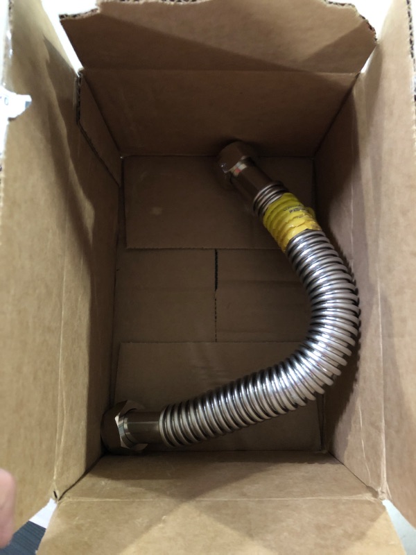 Photo 2 of 18" Corrugated Stainless Steel Flexible Water Line - 1 Inch Female Threaded NPT Connector - Designed for Water Softeners Filters System Supply - Heavy Duty Bendable Flex Pipe Connections