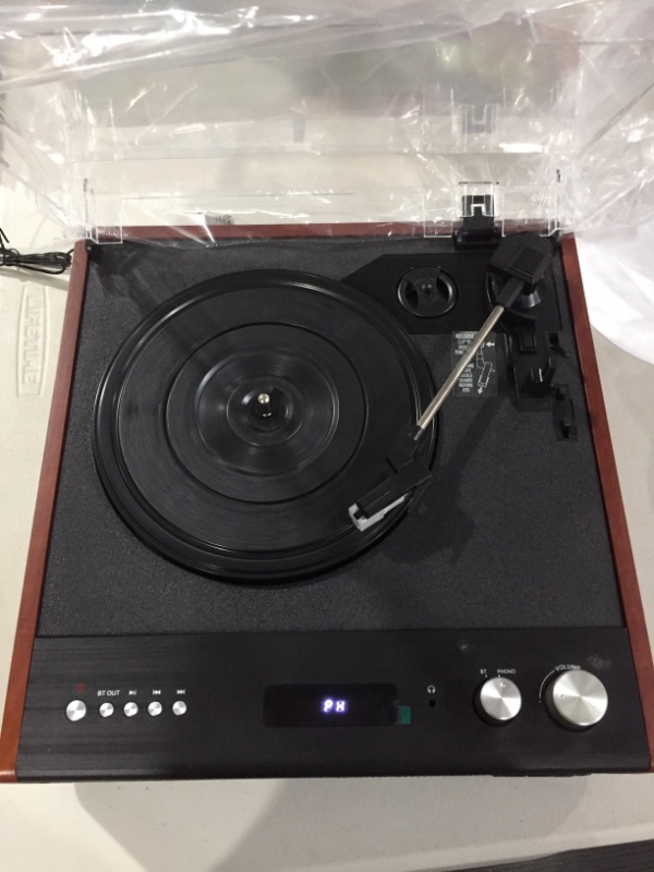 Photo 2 of *SEE NOTE* Victrola VTA-71-MAH Brighton Dual Bluetooth Turntable with Built-in Speakers (33/48/78) (Mahogony) 