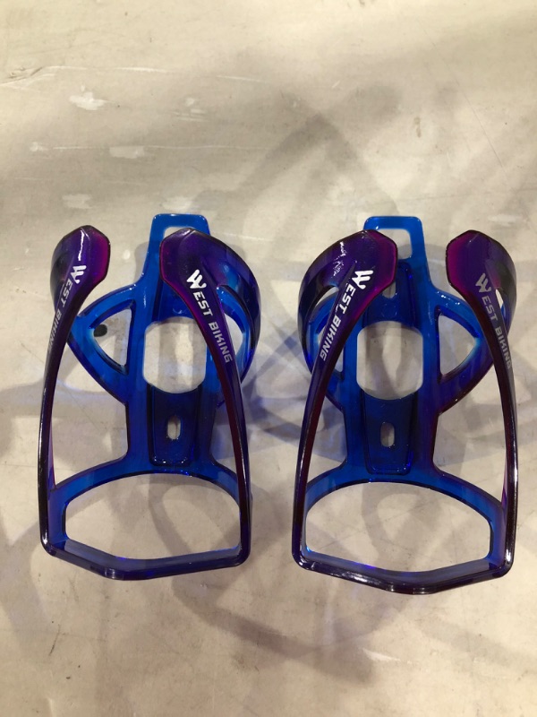 Photo 2 of Bike Water Drink Bottle Holder Cage for MTB Mountain Road Bicycle Nylon 2 Pack Chameleon (Purple Blue Change)