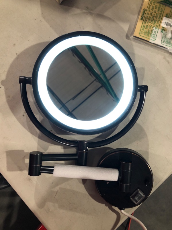 Photo 2 of Cavoli Lighted Makeup Mirror Wall Mounted with LED Lighted 3 Tones LED Lights. Oil Rubbed Bronze 10x Magnification, Double Sided 9-inch, Plug Powered Oil Rubbed Bronze 1 Count (Pack of 1)