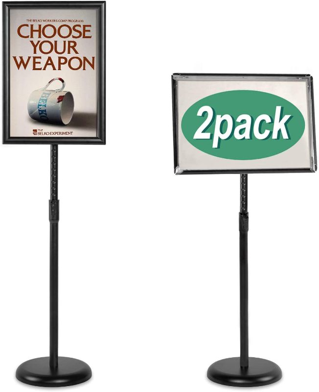 Photo 1 of Heavy Duty Sign Stand Adjustable 8.5 x 11 Inch Sign Holder Aluminum Snap Open Frame Floor Poster Stand Vertical Horizontal Black