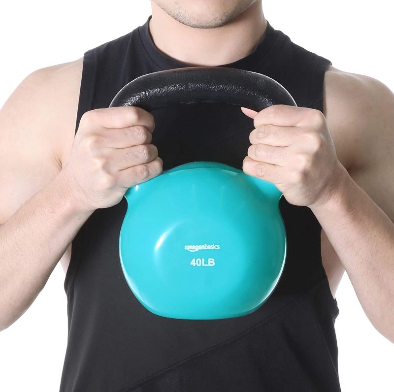 Photo 1 of Amazon Basics Vinyl Coated Cast Iron Kettlebell Weight