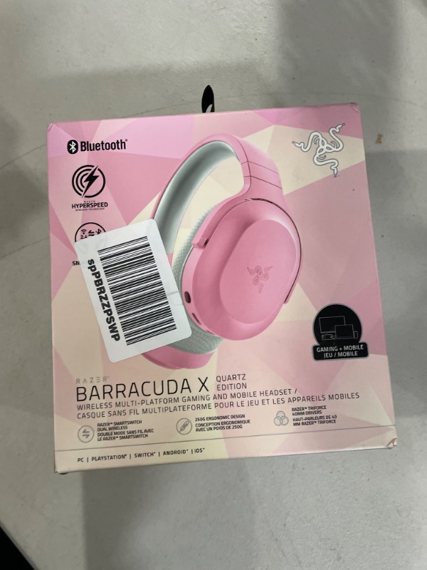 Photo 2 of Razer Barracuda X Wireless Gaming & Mobile Headset (PC, Playstation, Switch, Android, iOS): 2022 Model - 2.4GHz Wireless + Bluetooth - Lightweight 250g - 40mm Drivers - 50 Hr Battery - Quartz Pink Quartz Pink Barracuda X Headset