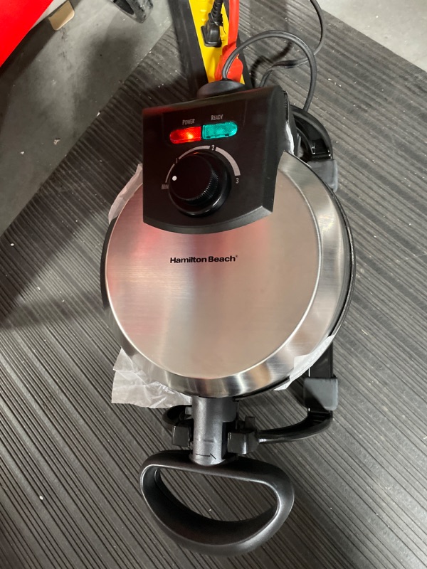 Photo 2 of Hamilton Beach Flip Belgian Waffle Maker with Browning Control, Non-Stick Grids, Indicator Lights, Lid Lock and Drip Tray, Stainless Steel (26010R)