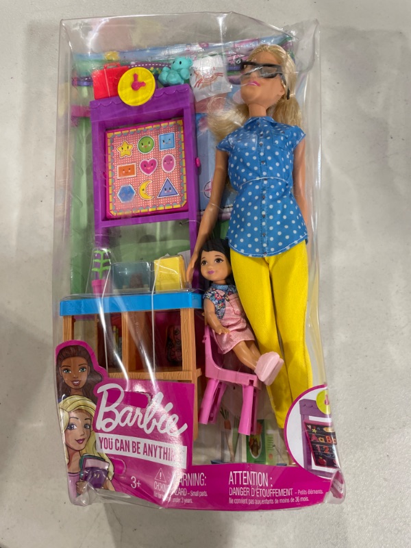 Photo 2 of Teacher Barbie Doll with Flipping Blackboard Playset and School-Themed Toys [Amazon Exclusive]