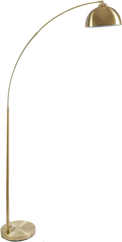 Photo 1 of Archiology Arc Floor Lamp, 79" Height Gold Brass Floor Lamp Curved, and Metal Dome Shade with Glossy White Interior Perfect for Living Room Reading Bedroom Home Office