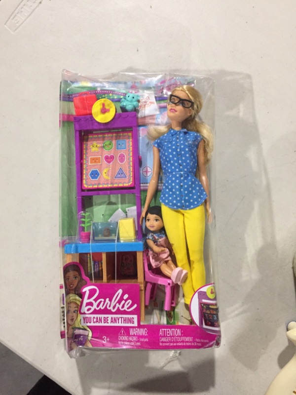 Photo 2 of Teacher Barbie Doll with Flipping Blackboard Playset and School-Themed Toys [Amazon Exclusive]