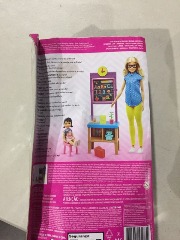 Photo 3 of Teacher Barbie Doll with Flipping Blackboard Playset and School-Themed Toys [Amazon Exclusive]