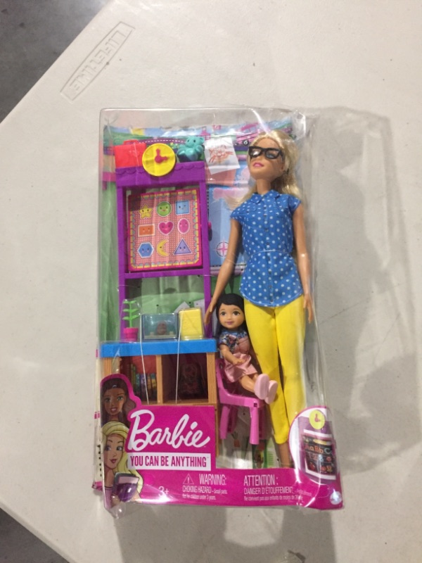 Photo 2 of Teacher Barbie Doll with Flipping Blackboard Playset and School-Themed Toys [Amazon Exclusive]