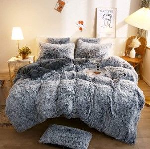 Photo 1 of XeGe Plush Shaggy Duvet Cover Set, Luxury Ultra Soft Crystal Velvet Fluffy Bedding