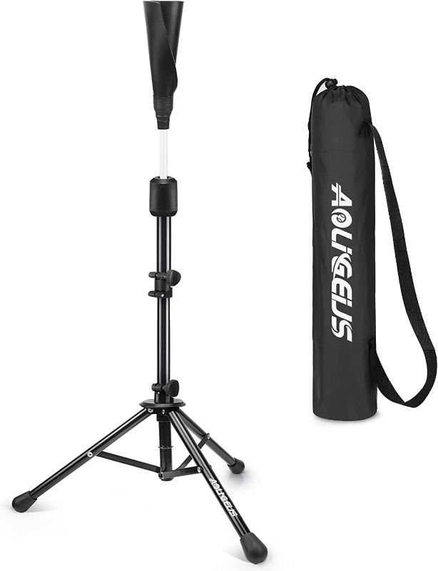 Photo 1 of AOLIGEIJS Baseball Tee Batting Tee Softball Tee Portable Travel Hitting Tee,Easy Adjustable Height,Stable Tripod Stand