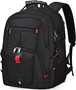 Photo 1 of Laptop Backpack 17 Inch Waterproof Extra Large TSA Travel Backpack Anti Theft College Business Mens Backpacks with USB Charging Port 17.3 Gaming Computer Backpack for Women Men Black 45L
