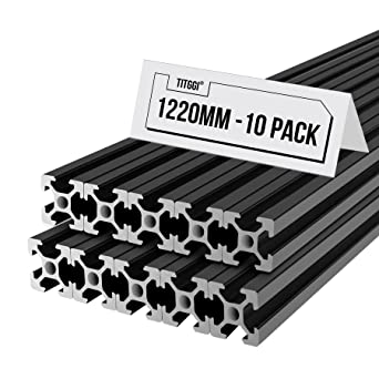 Photo 1 of 10PCS 48inch(1220mm) T Slot 2020 Aluminum Extrusion Profile for 3D Printer and CNC DIY, High-Strength European Standard Extruded Aluminum Linear Rail Guide, Anodizing Technology(Black)
