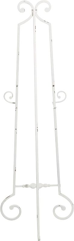 Photo 1 of Deco 79 Metal Triangle Easel with Chain Support, 17" x 22" x 52", White
