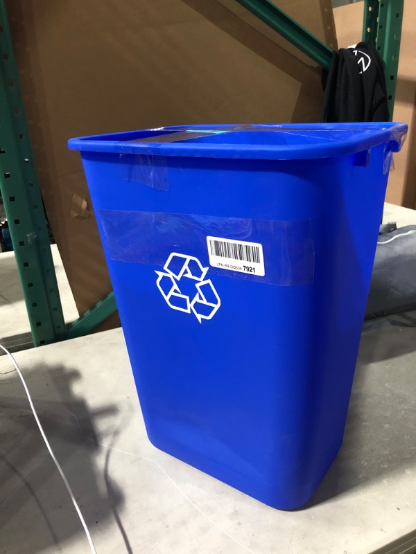 Photo 2 of AmazonCommercial 10 Gallon Commercial Office Wastebasket, Blue, w/ Recycle Logo, 1-pack BLUE 10 GALLON 1 pack