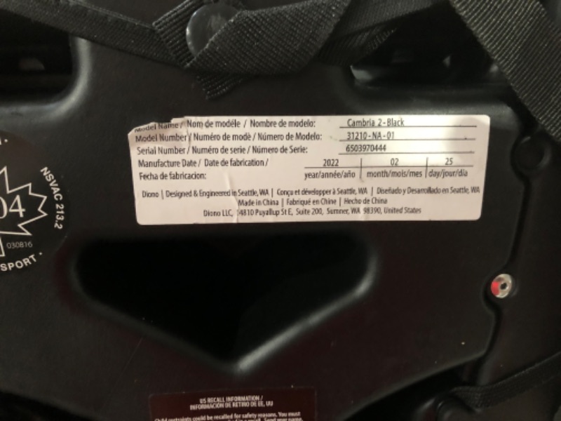 Photo 3 of Diono Cambria 2 XL, Dual Latch Connectors, 2-in-1 Belt Positioning Booster Seat, High-Back to Backless Booster with Space and Room to Grow, 8 Years 1 Booster Seat, Black
?16.1 x 20.1 x 29.9 inches
