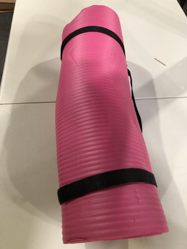 Photo 2 of BalanceFrom All Purpose 1/2-Inch Extra Thick High Density Anti-Tear Exercise Yoga Mat with Carrying Strap Pink Mat Only