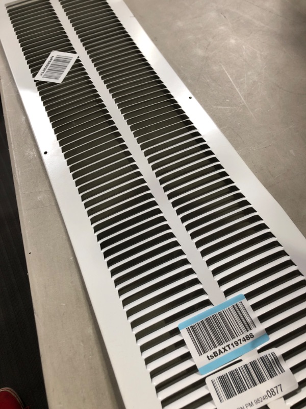 Photo 2 of 8"W x 32"H [Duct Opening Measurements] Steel Return Air Grille (AGC Series) Vent Cover Grill for Sidewall and Ceiling, White | Outer Dimensions: 9.75"W X 33.75"H for 8x32 Duct Opening 8"W x 32"H [Duct Opening]
