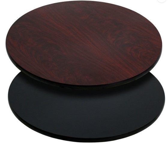 Photo 1 of Flash Furniture XU-RD-36-MBT-GG 36" Black / Mahogany Reversible Laminated Round Table Top