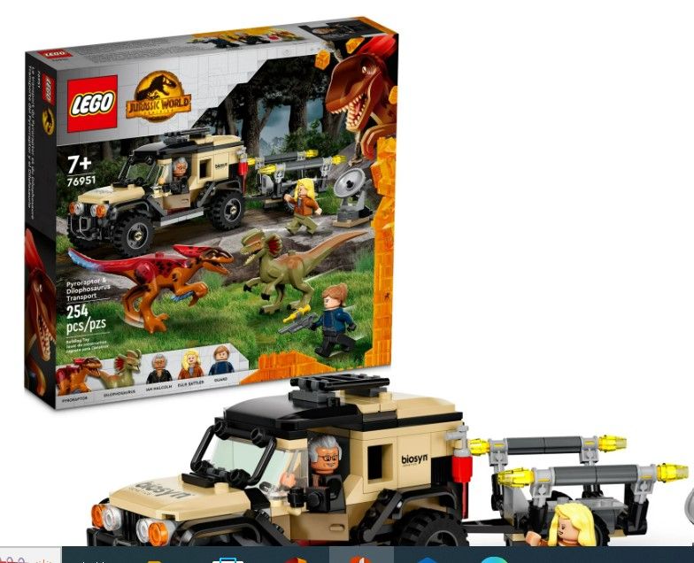 Photo 1 of LEGO Jurassic World Dominion Pyroraptor & Dilophosaurus Transport 76951 (279 Pieces)