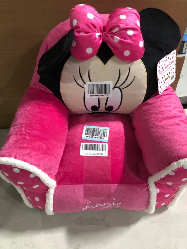 Photo 2 of Disney Minnie Mouse Kids Figural Bean Bag Chair with Sherpa Trimming, Multi-Color