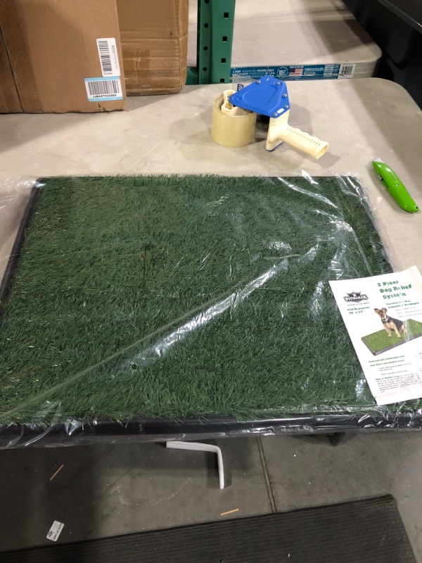 Photo 2 of Artificial Grass Puppy Pee Pad for Dogs and Small Pets - 20x25 Reusable 3-Layer Training Potty Pad with Tray - Dog Housebreaking Supplies by PETMAKER