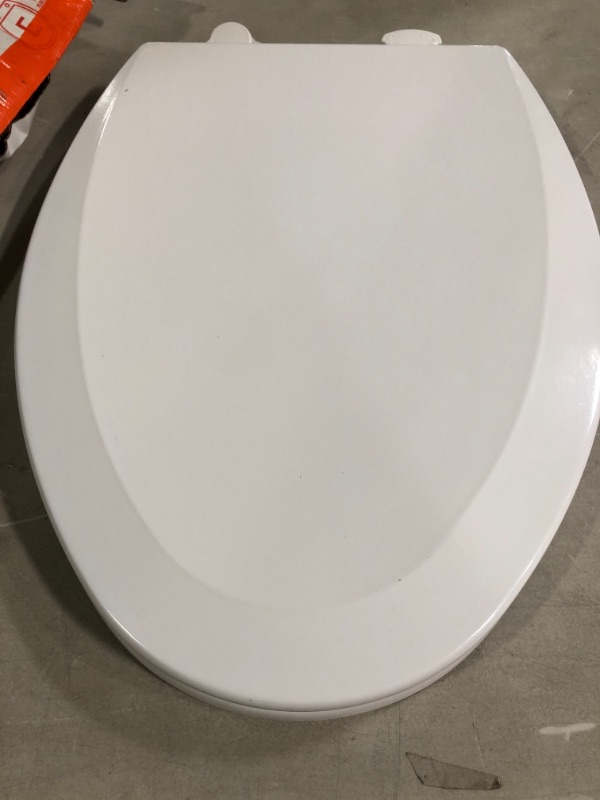 Photo 2 of Bemis 1500EC 390 Toilet Seat with Easy Clean & Change Hinges, Elongated, Durable Enameled Wood, Cotton White Cotton White 1 Pack Elongated Toilet Seat