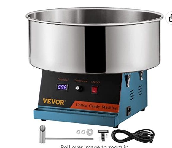 Photo 1 of **SEE NOTES** VEVOR Electric Cotton Candy Machine, 19.7-inch Cotton Candy Maker, 1050W Candy Floss Maker, Blue Commercial
