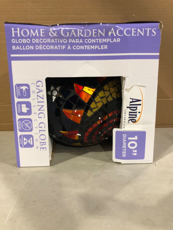 Photo 2 of Alpine Corporation 10" Diameter Indoor/Outdoor Glass Mosaic Gazing Globe Yard Decoration