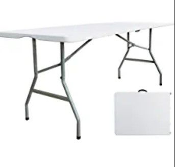 Photo 1 of  6 Foot Folding Table 6ft Portable Plastic Table with Handle, Fold in Half Heavy Duty Lightweight Utility Table, Indoor Outdoor 6' Folding Card Tables for Party, Picnic, Camping, Dining