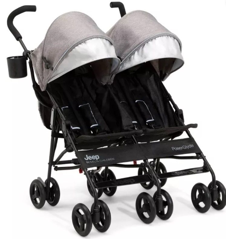 Photo 1 of Jeep PowerGlyde Side-by-Side Double Stroller by Delta Children - Gray