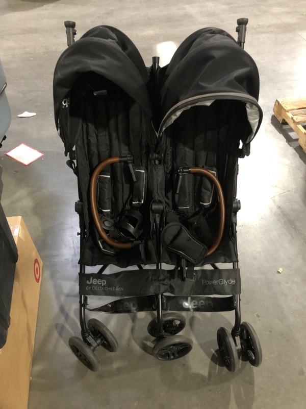 Photo 4 of Jeep PowerGlyde Side-by-Side Double Stroller by Delta Children - Gray