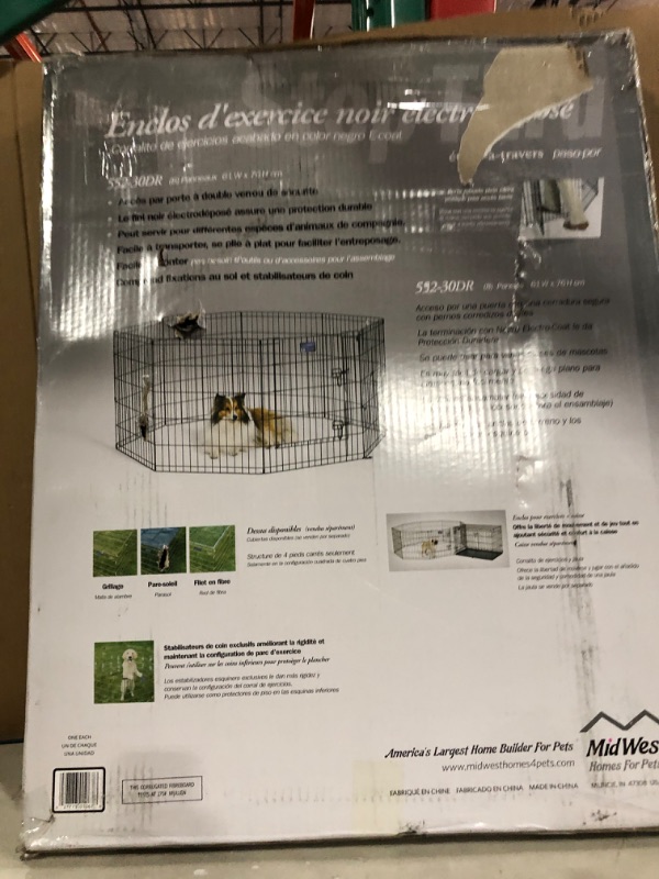 Photo 2 of Black Pet Exercise Pen,Walk-Thru Door 8 Panels Black 24" X 30"