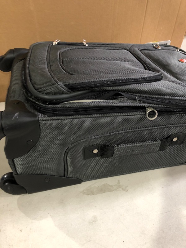 Photo 4 of ** Damaged ** SwissGear Sion Softside Expandable Roller Luggage, Dark Grey, Carry-On 21"