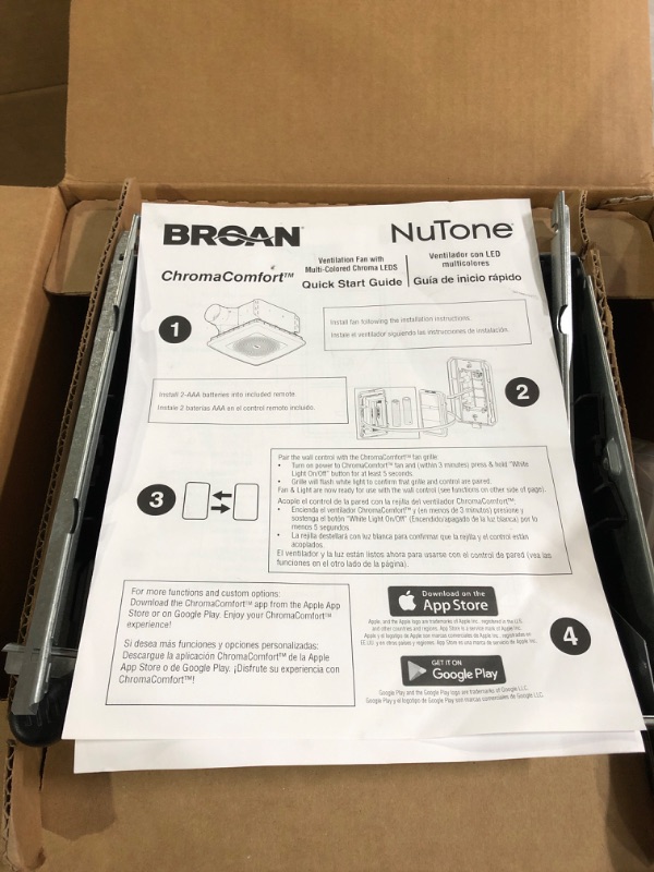 Photo 2 of Broan-NuTone AER110RGBL ChromaComfort 110 CFM Ventilation Fan with 24 Color Selectable LED, 1.5 Sones, ENERGY STAR Certified, White Chroma Fan