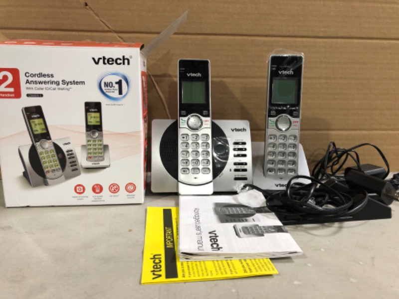 Photo 2 of VTech CS6929-2 DECT 6.0 Expandable Cordless Phone System with Answering Machine, 2 Handsets - Silver