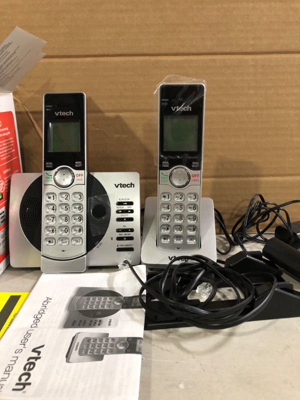 Photo 3 of VTech CS6929-2 DECT 6.0 Expandable Cordless Phone System with Answering Machine, 2 Handsets - Silver