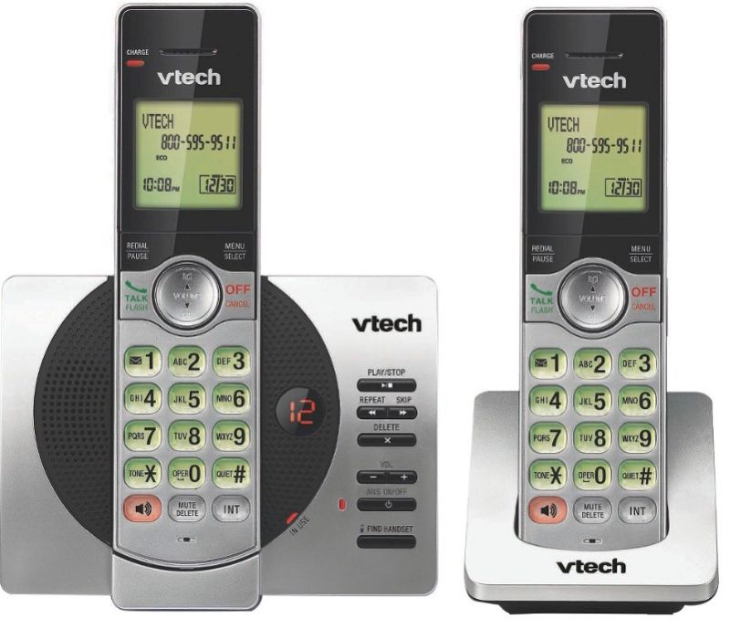 Photo 1 of VTech CS6929-2 DECT 6.0 Expandable Cordless Phone System with Answering Machine, 2 Handsets - Silver