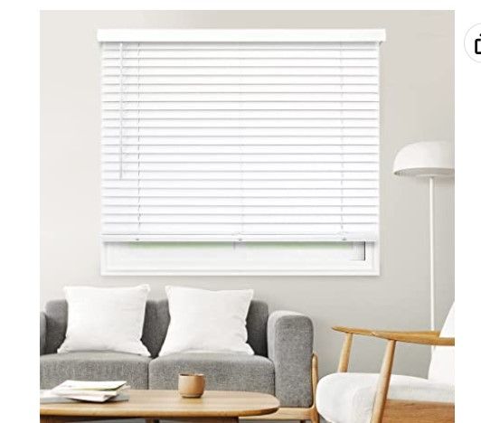 Photo 1 of CHICOLOGY Faux Wood Blinds , Window Blinds , Wood Blinds , Window Shades , Window Treatments , Blinds & Shades , Window Shades For Home , Wooden Blinds , 24"W X 60"H, Basic White