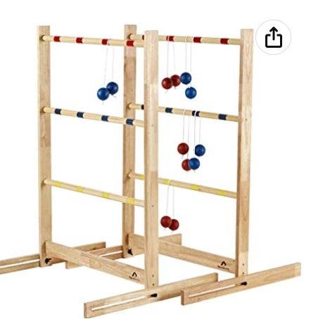 Photo 1 of ApudArmis Ladder Toss Game Set, Pine Wooden Golf Ladder Lawn Game with 6 Bolos Balls and Carrying Case - Outdoor Yard Beach Game for Teens Adults Family