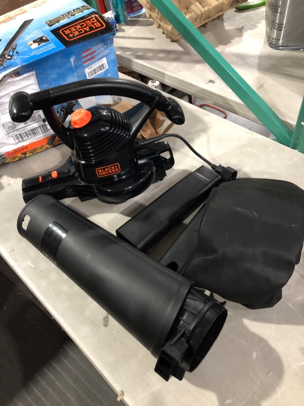 Photo 1 of BLACK+DECKER 3-in-1 Electric Leaf Blower, Leaf Vacuum, Mulcher, 12-Amp (BV3100)