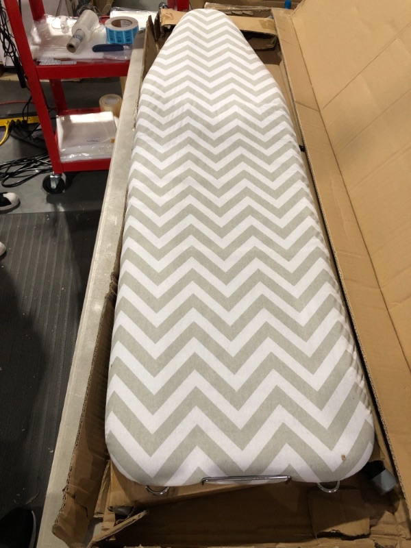 Photo 3 of Amazon Basics Full-Size Ironing Board - 4-Leg Fold-Up, Chevron Removable Cover