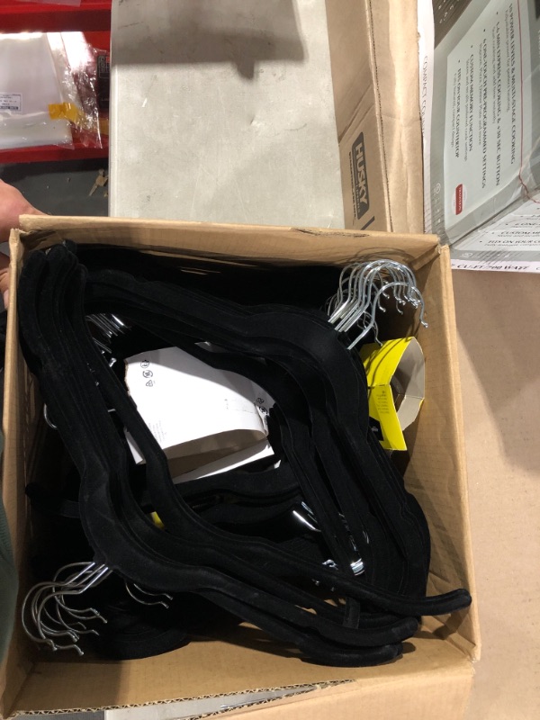 Photo 1 of Bulk Amazon Basics Slim, Velvet, Non-Slip Suit Clothes Hangers, Black/Silver - Pack. NO BOTTOM 