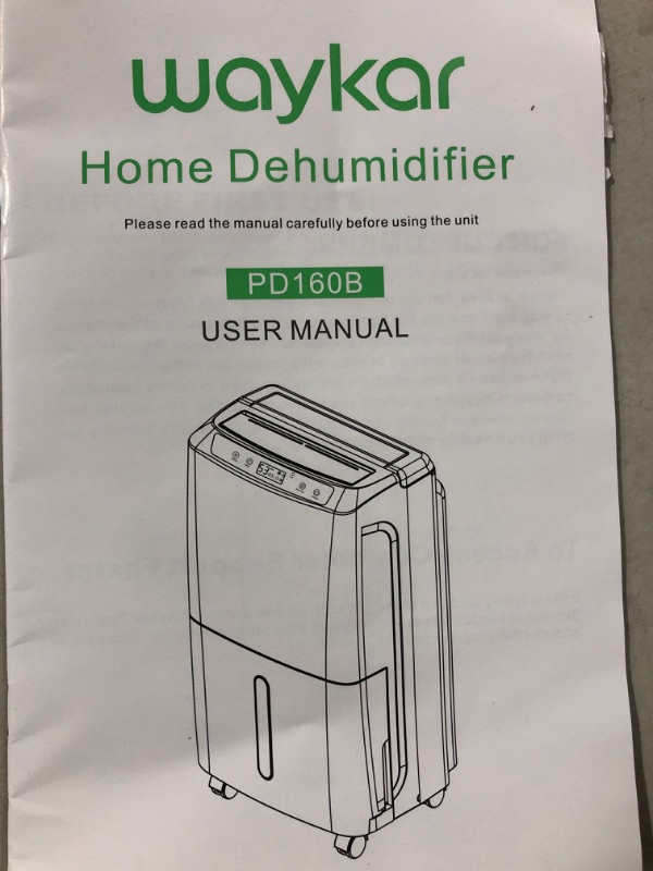 Photo 4 of * Gently Used * Waykar 2000 Sq. Ft Dehumidifier for Home and Basements, with Auto or Manual Drainage, 0.66 Gallon Water Tank Capacity.  * Open box, no visible damage or defect. Unit powers up, fan works. (Stock photo for reference only)